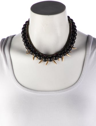 Iosselliani Crystal & Bead Double strand Collar Necklace