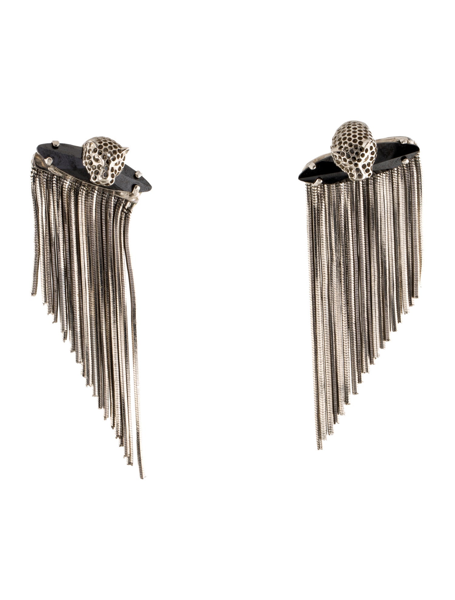 Iosselliani Fringed Panther Chandelier Earrings