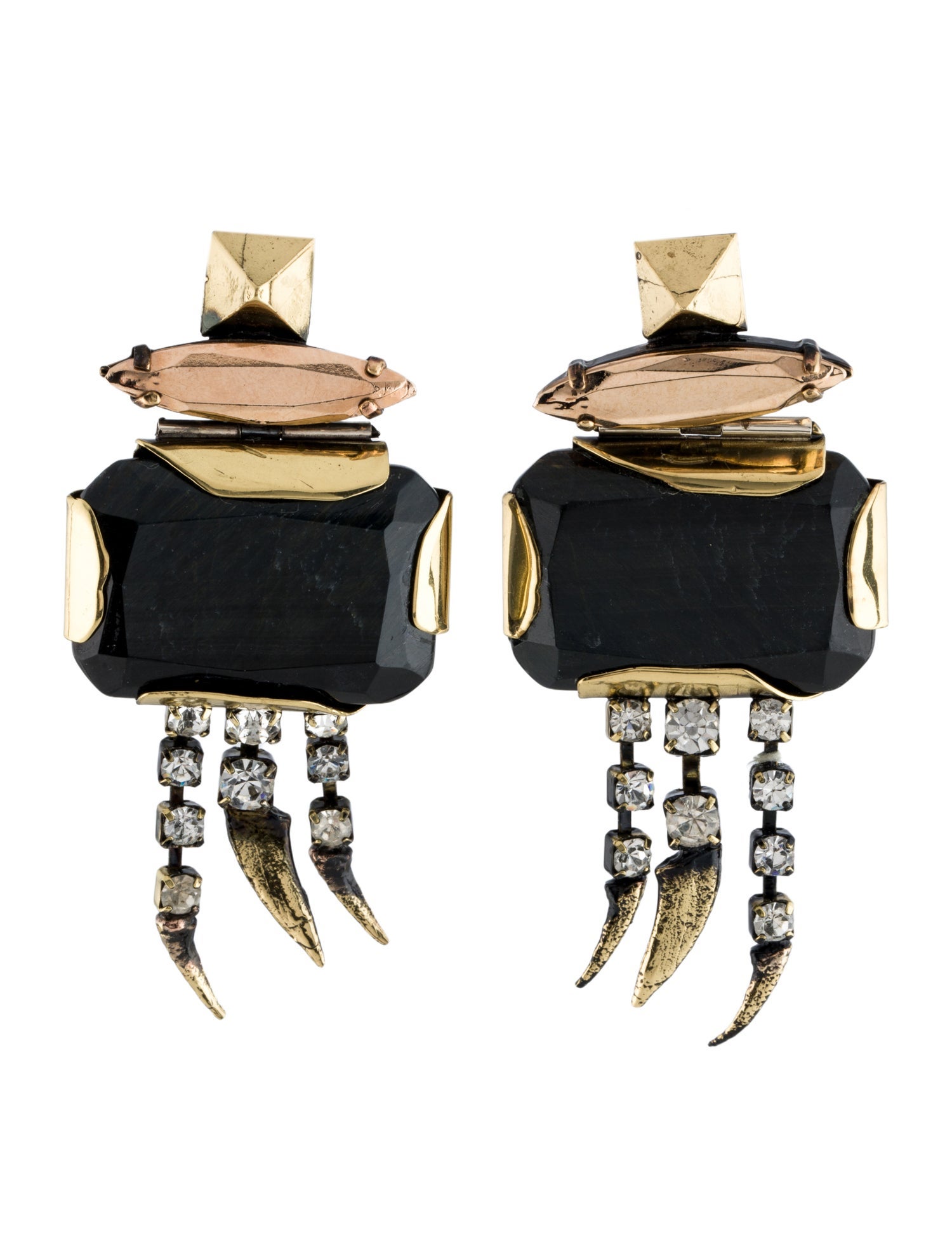 Iosselliani Crystal Tiger Tooth Drop Earrings