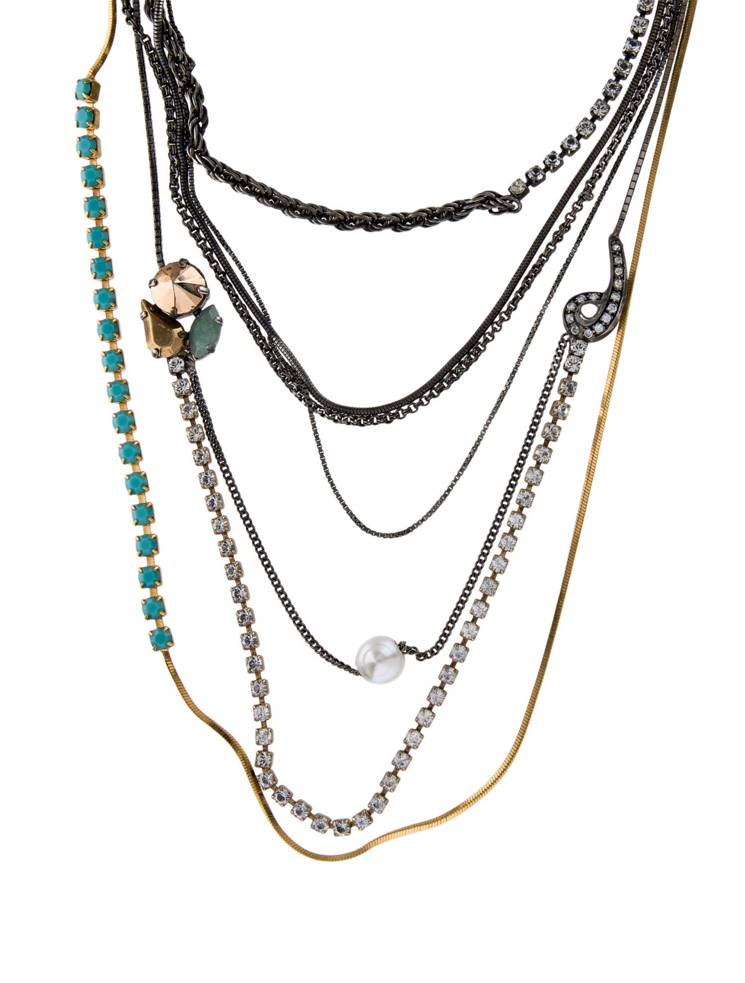 Iosselliani Pearl & Crystal Multistrand Bead Necklace