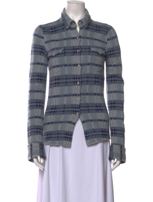 I Pezzi Dipinti Cashmere Plaid Print Button-Up Top