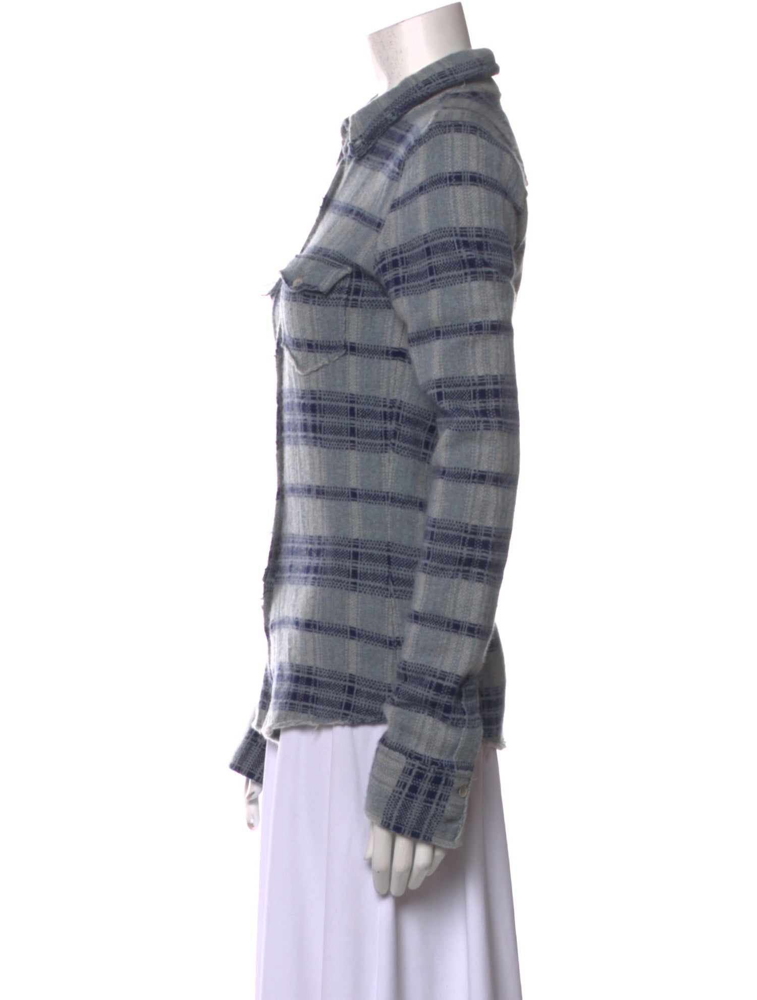 I Pezzi Dipinti Cashmere Plaid Print Button-Up Top