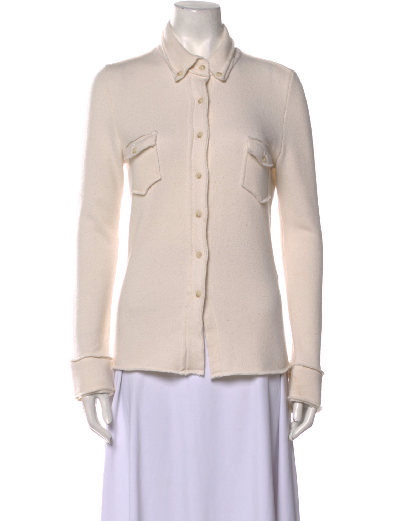 I Pezzi Dipinti Cashmere Long Sleeve Button-Up Top