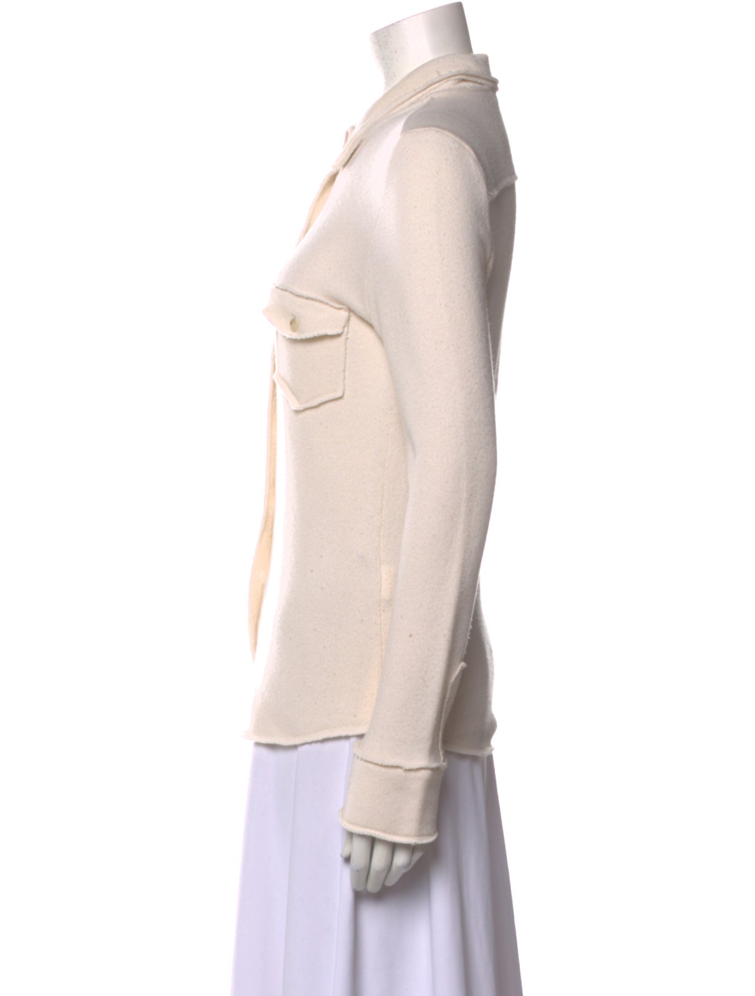 I Pezzi Dipinti Cashmere Long Sleeve Button-Up Top