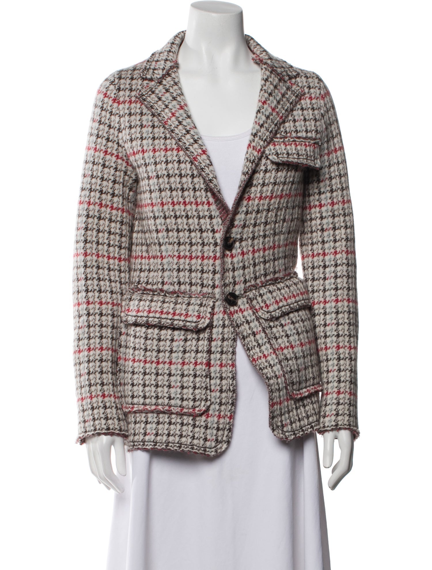 I Pezzi Dipinti Cashmere Plaid Print Blazer