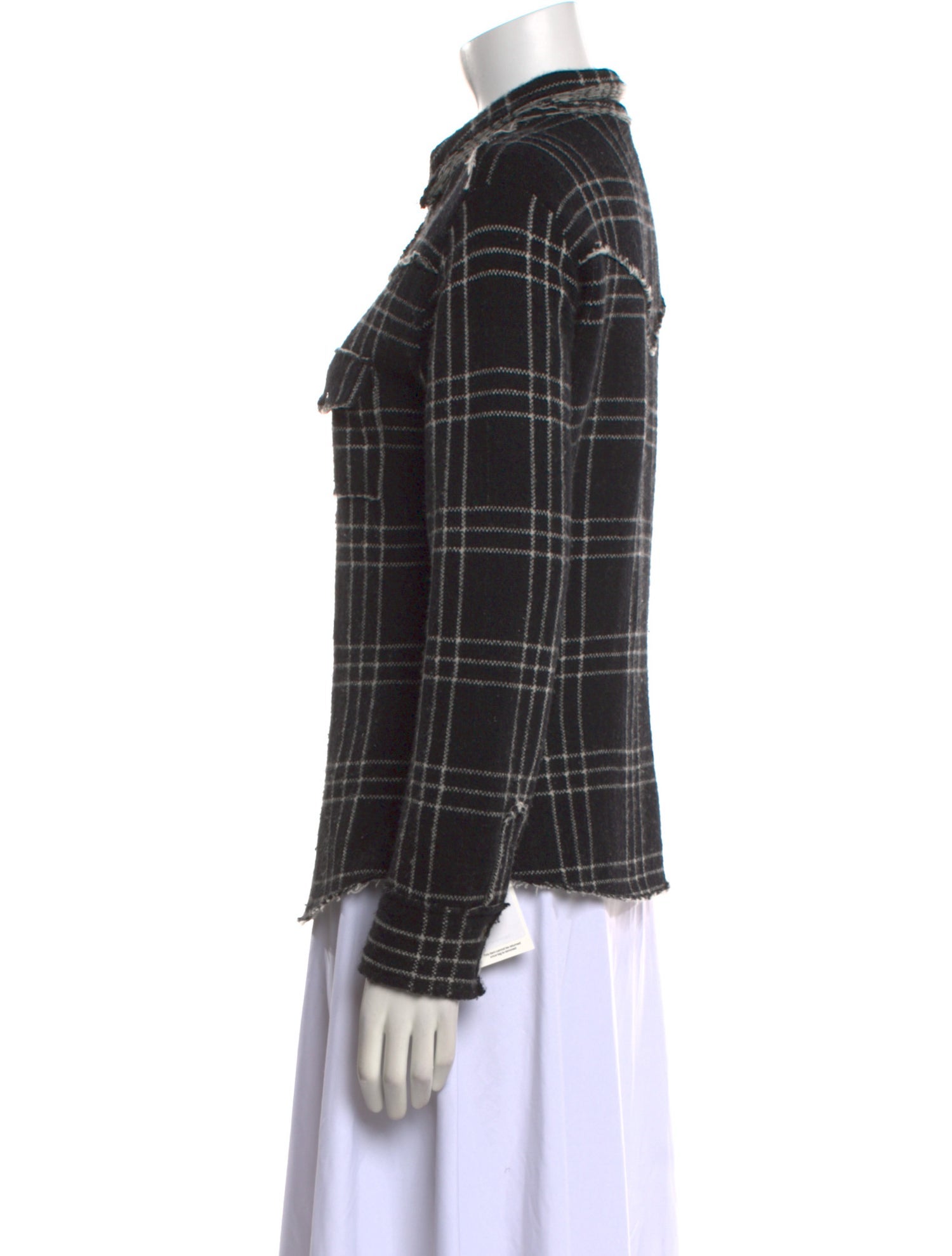 I Pezzi Dipinti Cashmere Plaid Print Button-Up Top