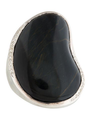 Ippolita Hawk's Eye Quartz & Diamond Scultura Ring