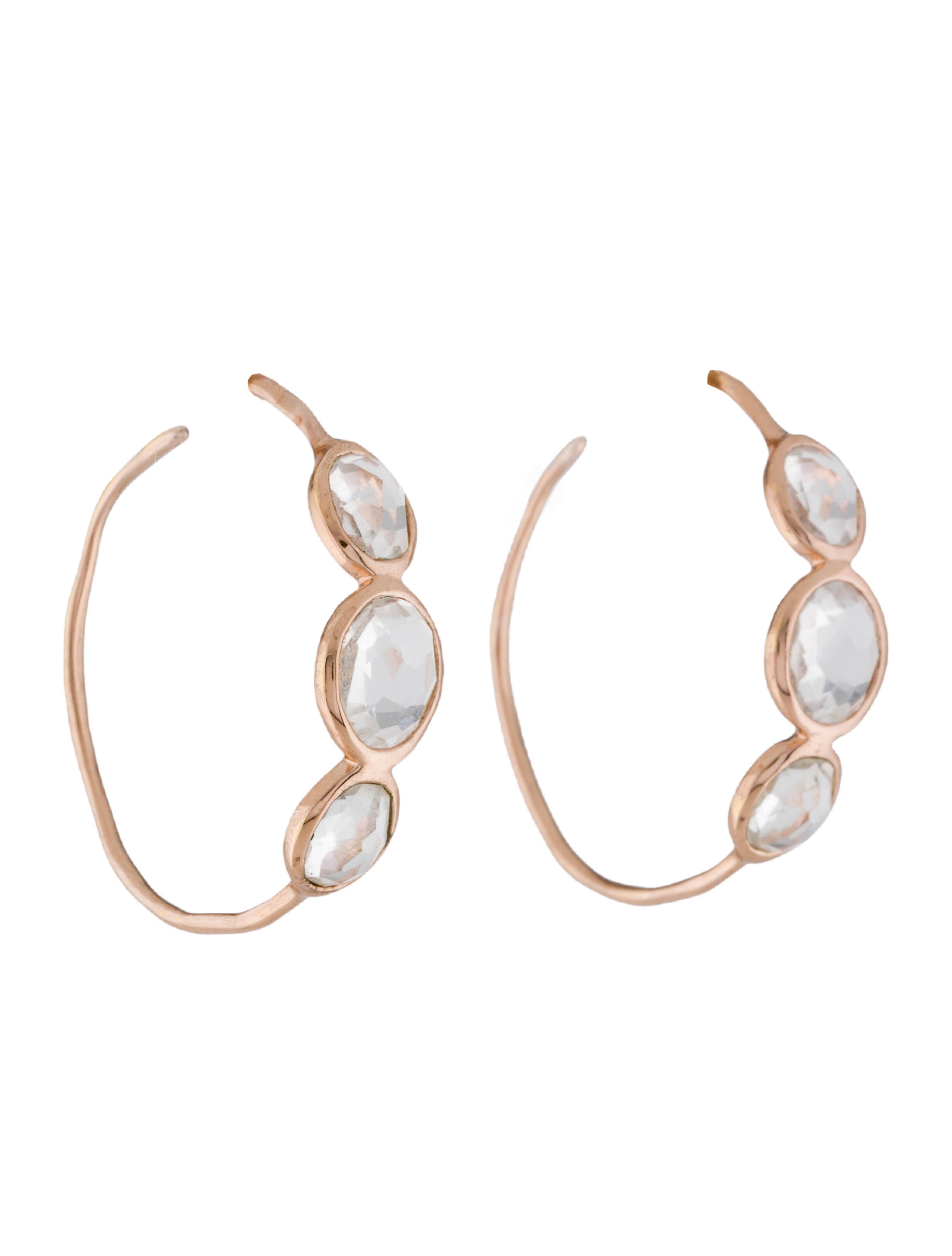 Ippolita Quartz Rosé Rock Candy Hoop Earrings 18K Rose GoldPlated