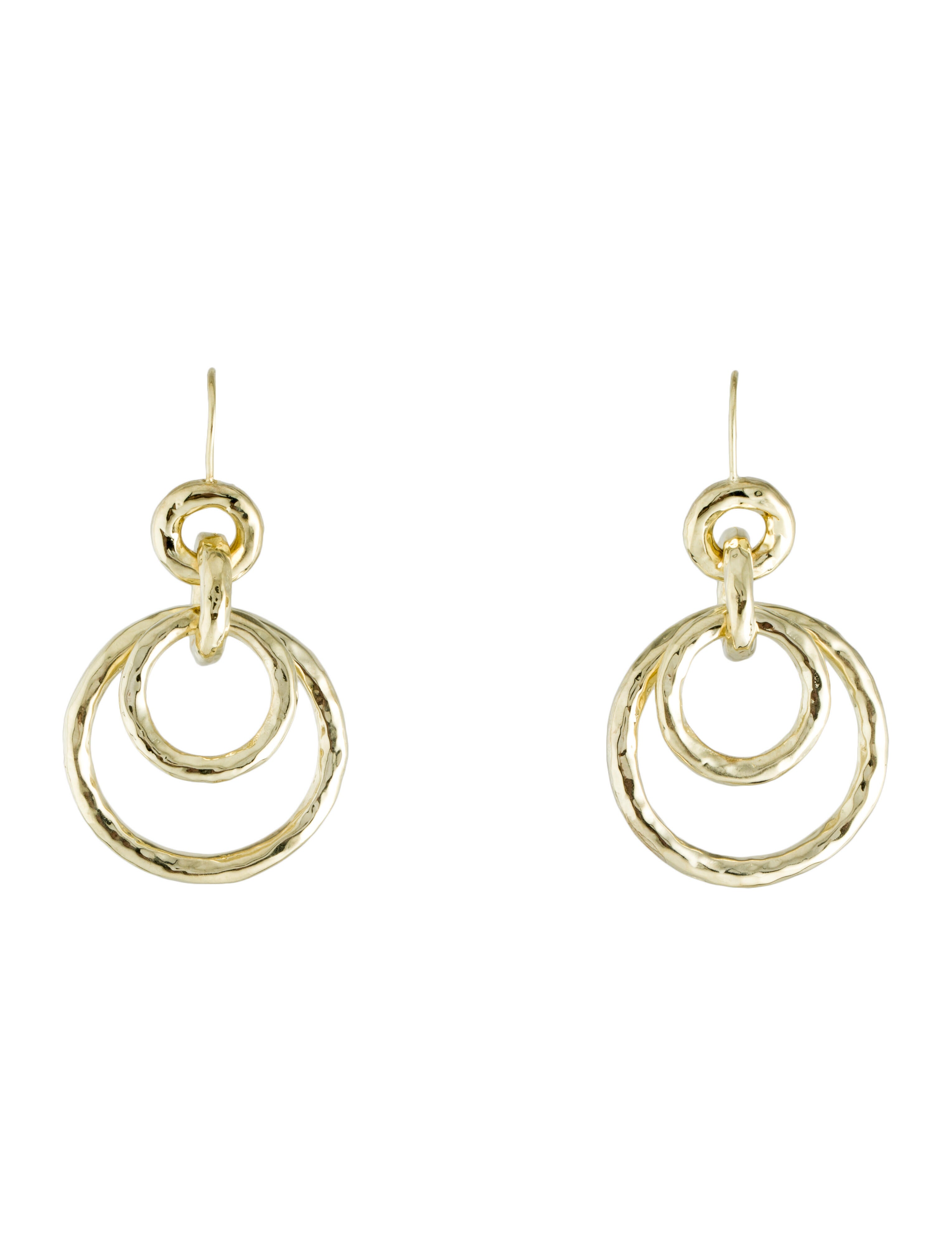 Ippolita 18K Puffy Hammered Jet Set Earrings 18K Yellow Gold Drop