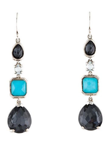 Ippolita Drop Quartz Hematine, Turquoise & Topaz Earrings
