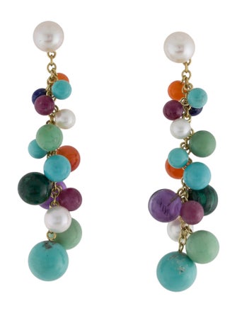 Ippolita 18K Pearl & Multistone Cluster Drop Earrings