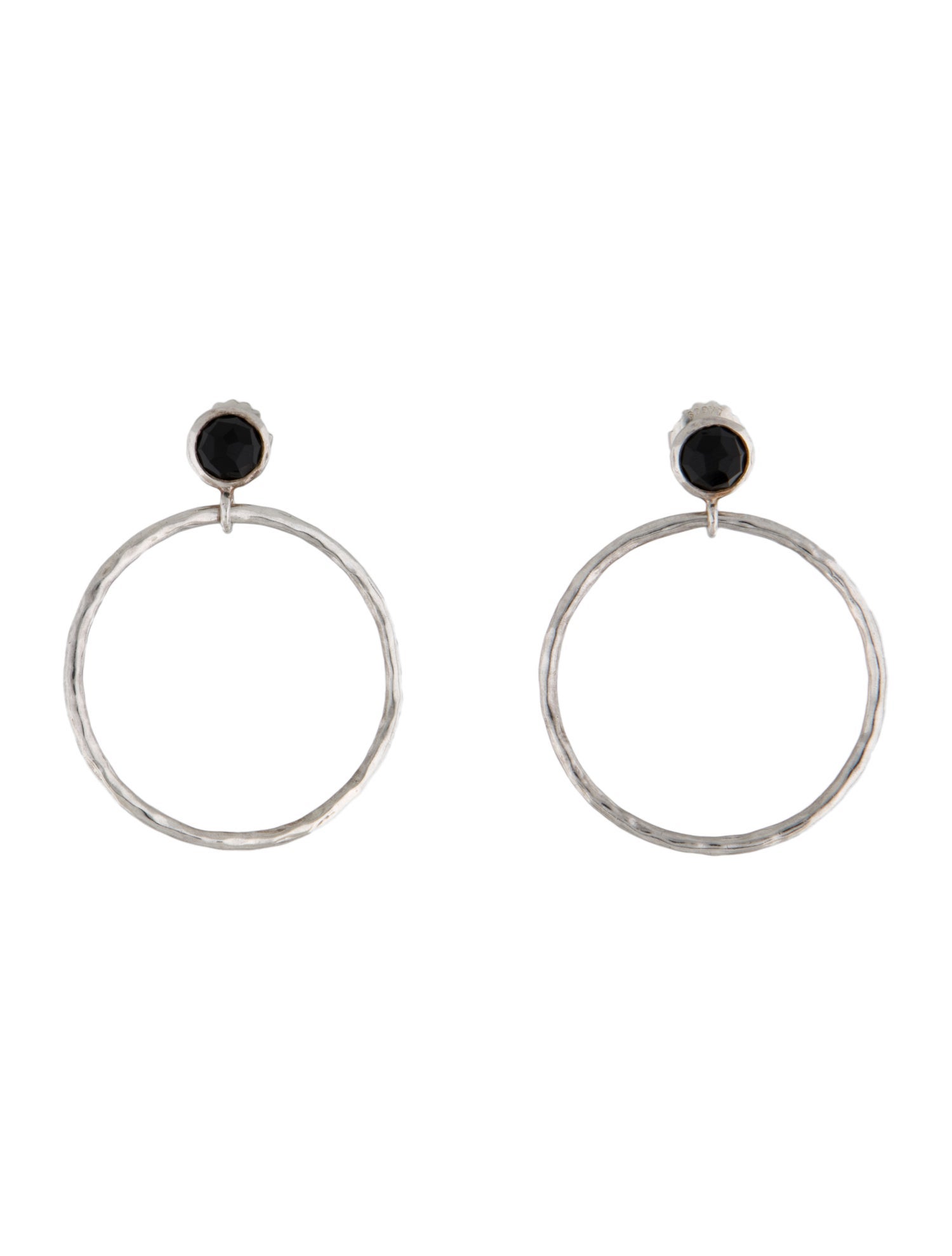 Ippolita Onyx Hammered Circle Drop Earrings