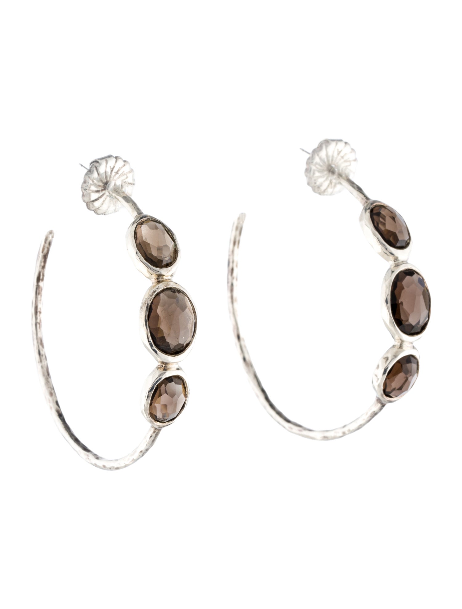 Ippolita Smoky Quartz Three-Stone Hoop Earrings