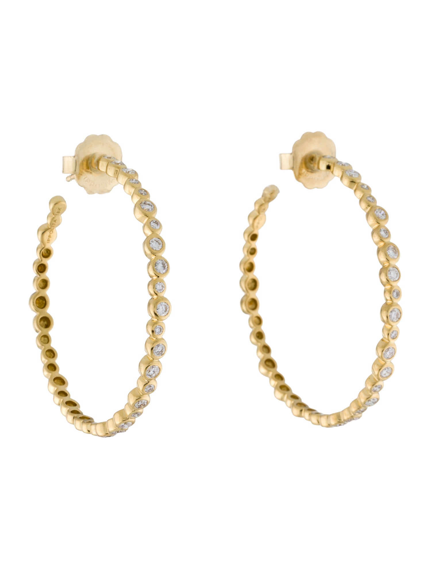 Ippolita 18K 1.23ctw Diamond Medium Starlet Hoop Earrings