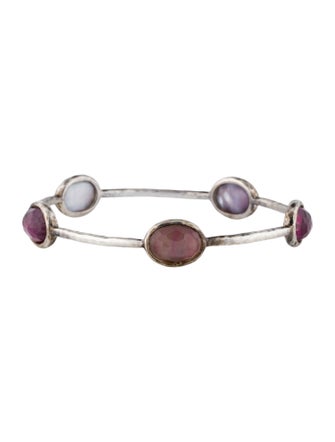 Ippolita Mother Of Pearl & Quartz Triplet 5 Stone Station Bangle Bracelet