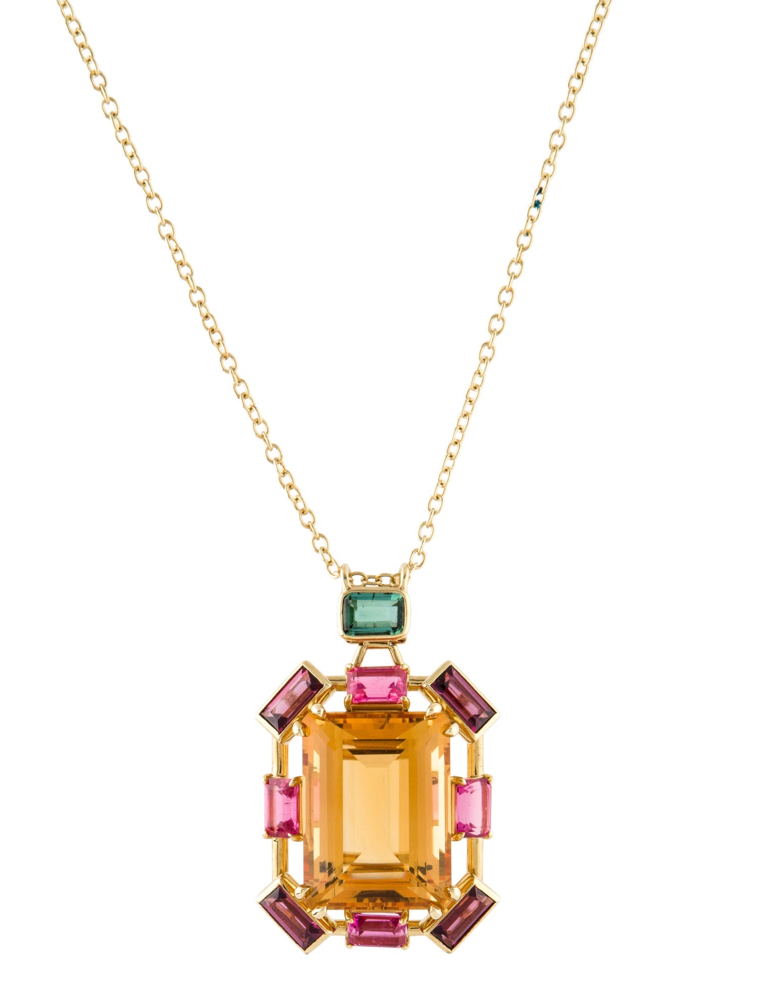 Ippolita 18K 33.11ct Citrine, Tourmaline & Rhodolite Rock Candy Gelato Pendant Necklace