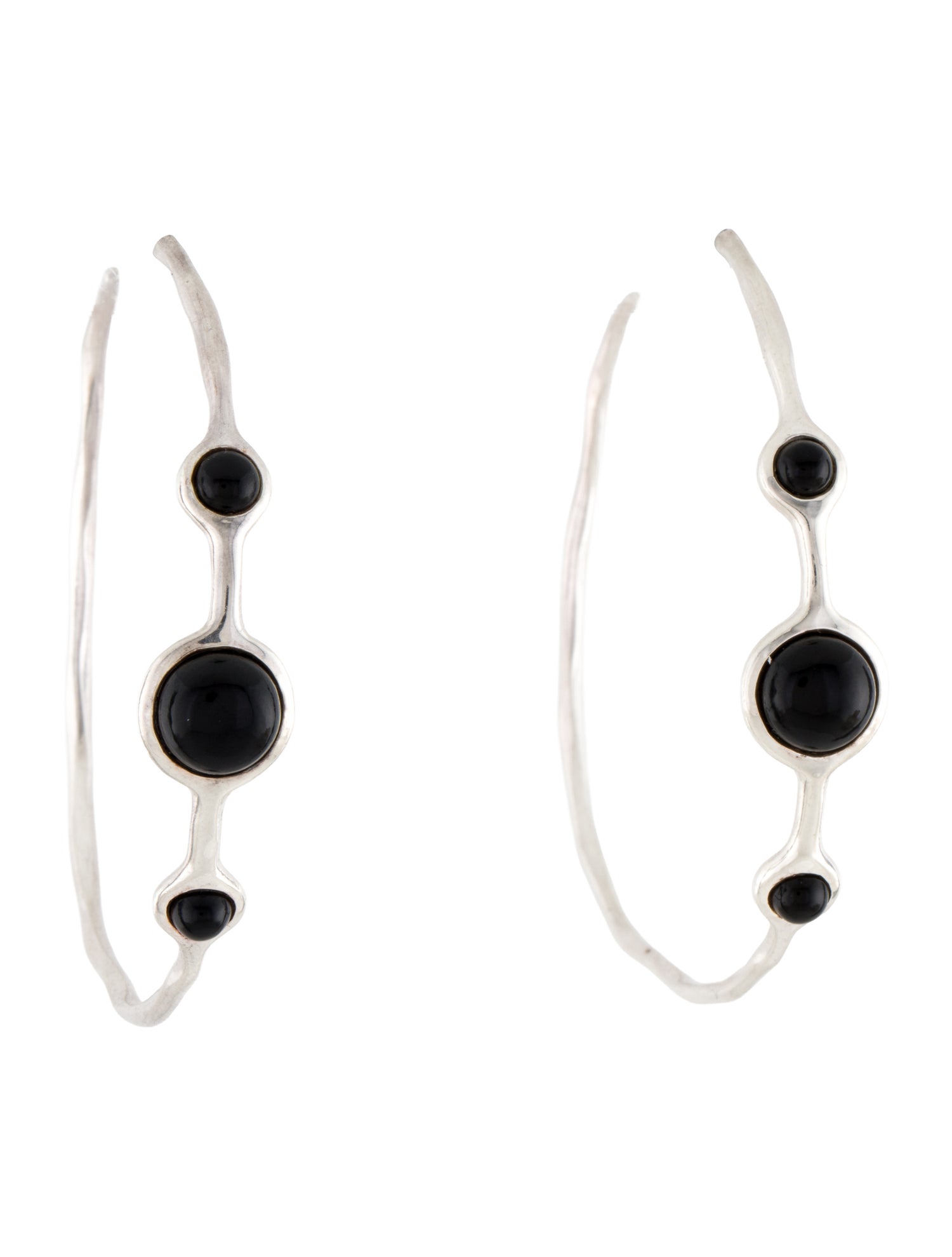 Ippolita Onyx 3-Stone Hoop Earrings