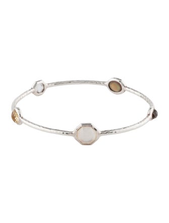 Ippolita Mother of Pearl & Quartz 5-Stone Station Bangle Bracelet