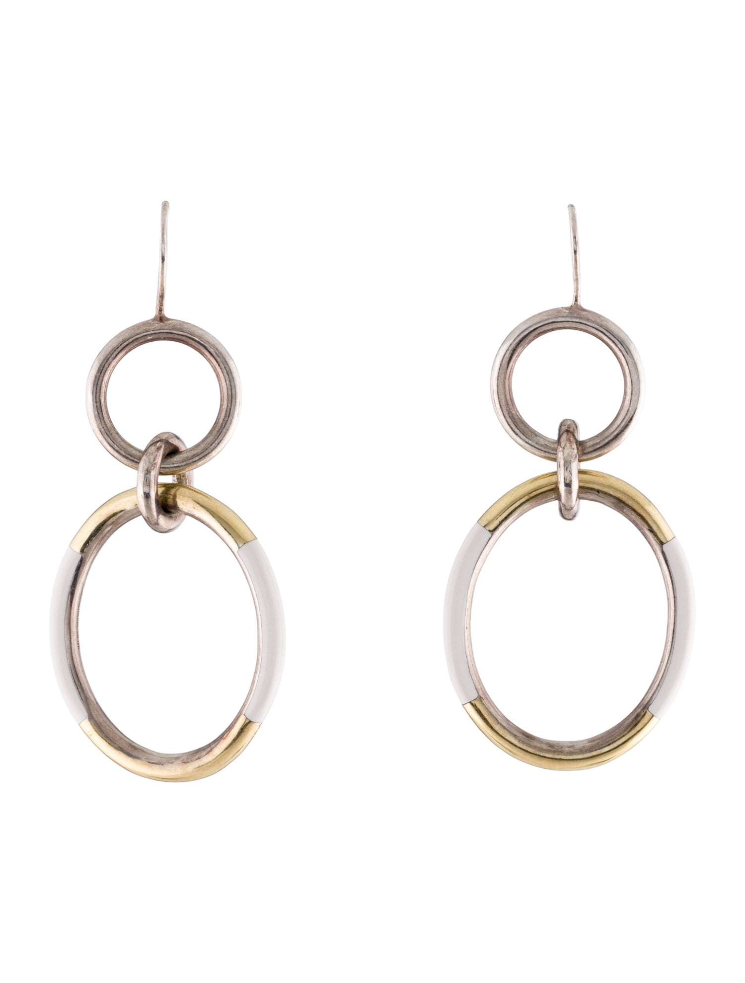 Ippolita Two-Tone Enamel Oval Chandelier Earrings