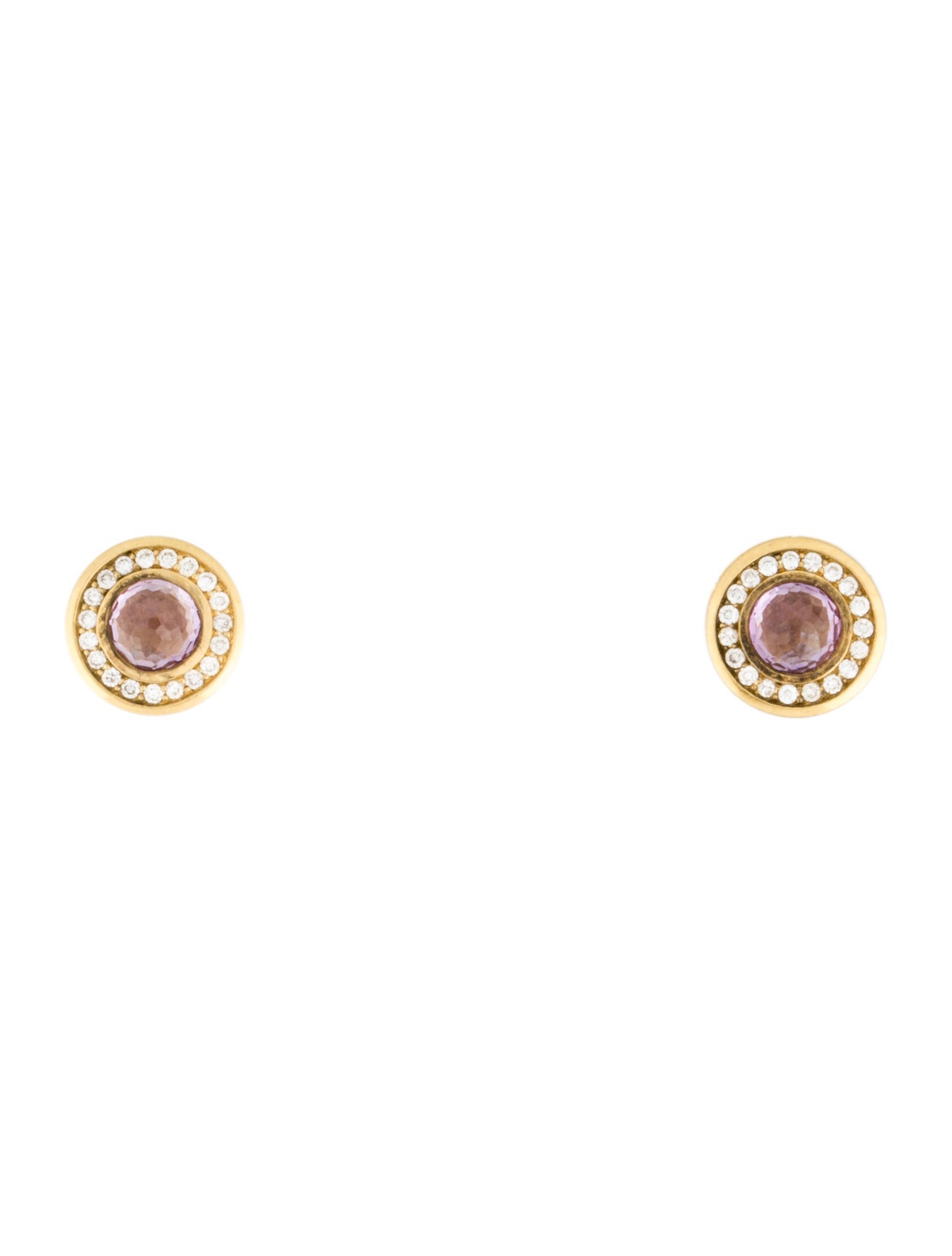 Ippolita 18K Amethyst & Diamond Lollipop Stud Earrings