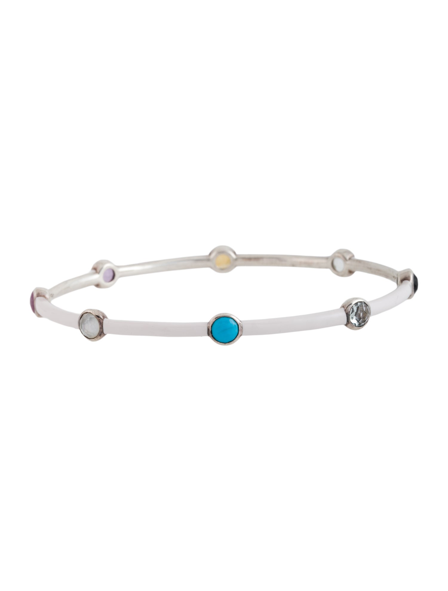 Ippolita Multi-Stone White Enamel Carnevale Station Bangle Bracelet