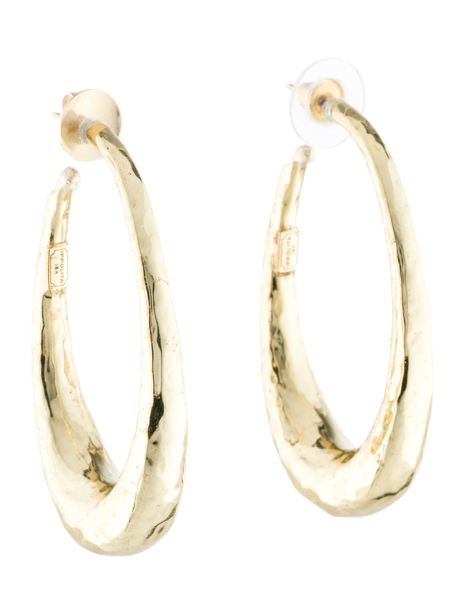 Ippolita 18K Hammered Oval Hoop Earrings