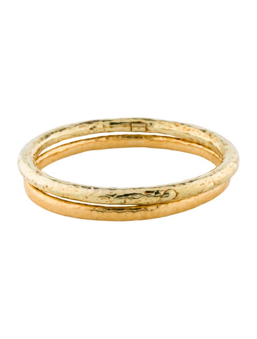 Ippolita 18K Hammered & Flat Bangle Bracelet Set