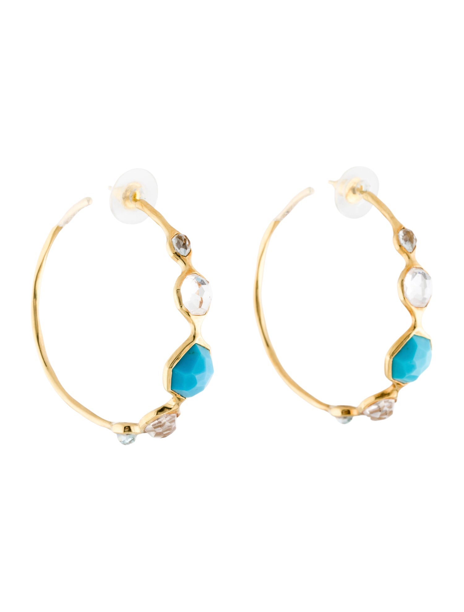 Ippolita 18K Turquoise, Quartz & Topaz Hoop Earrings