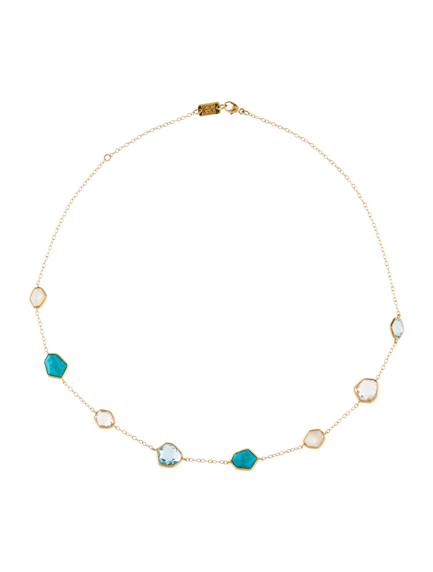 Ippolita 18K Mother of Pearl, Turquoise & Topaz Station Necklace