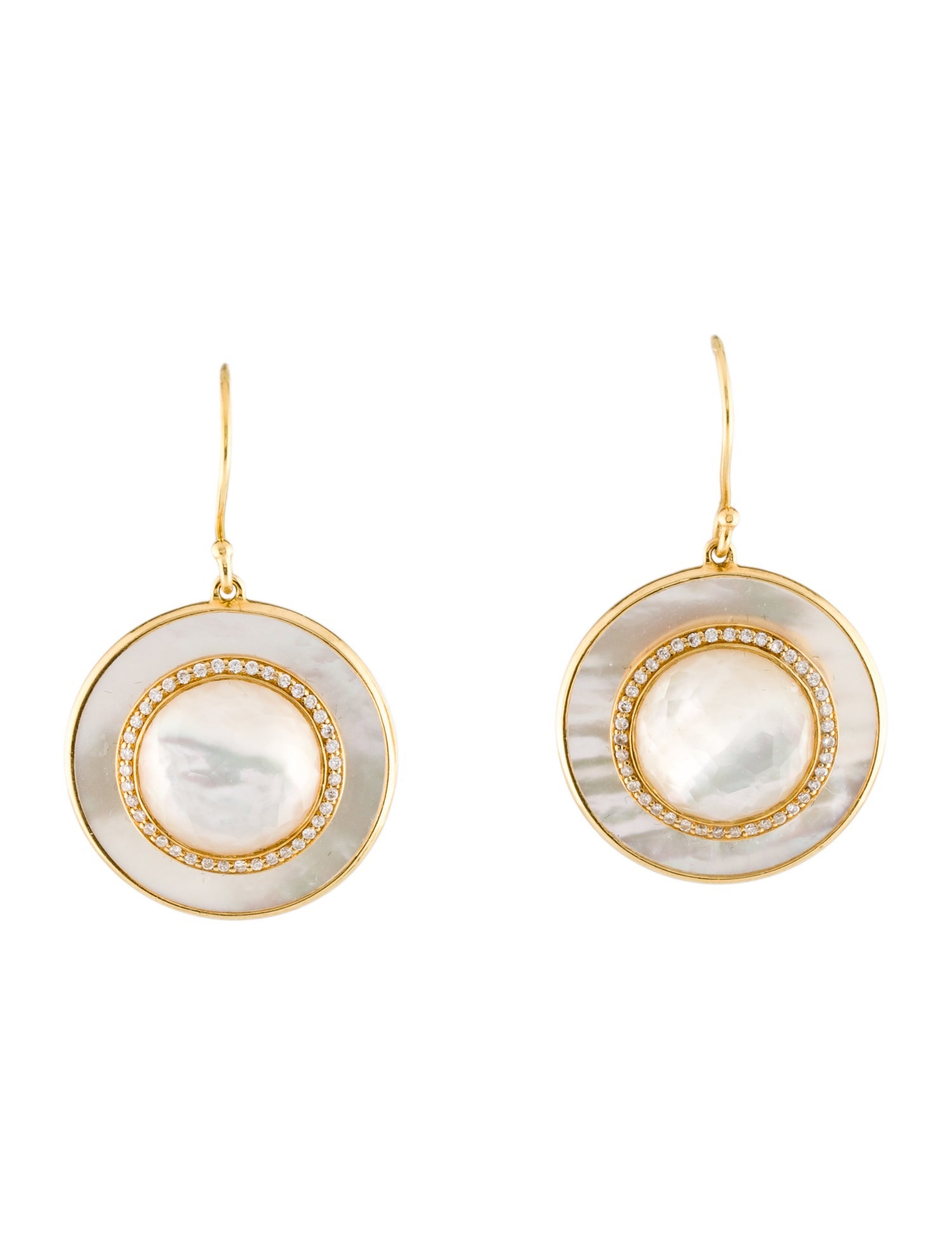 Ippolita 18K Diamond-Accented Mother of Pearl & Quartz Disc Earrings