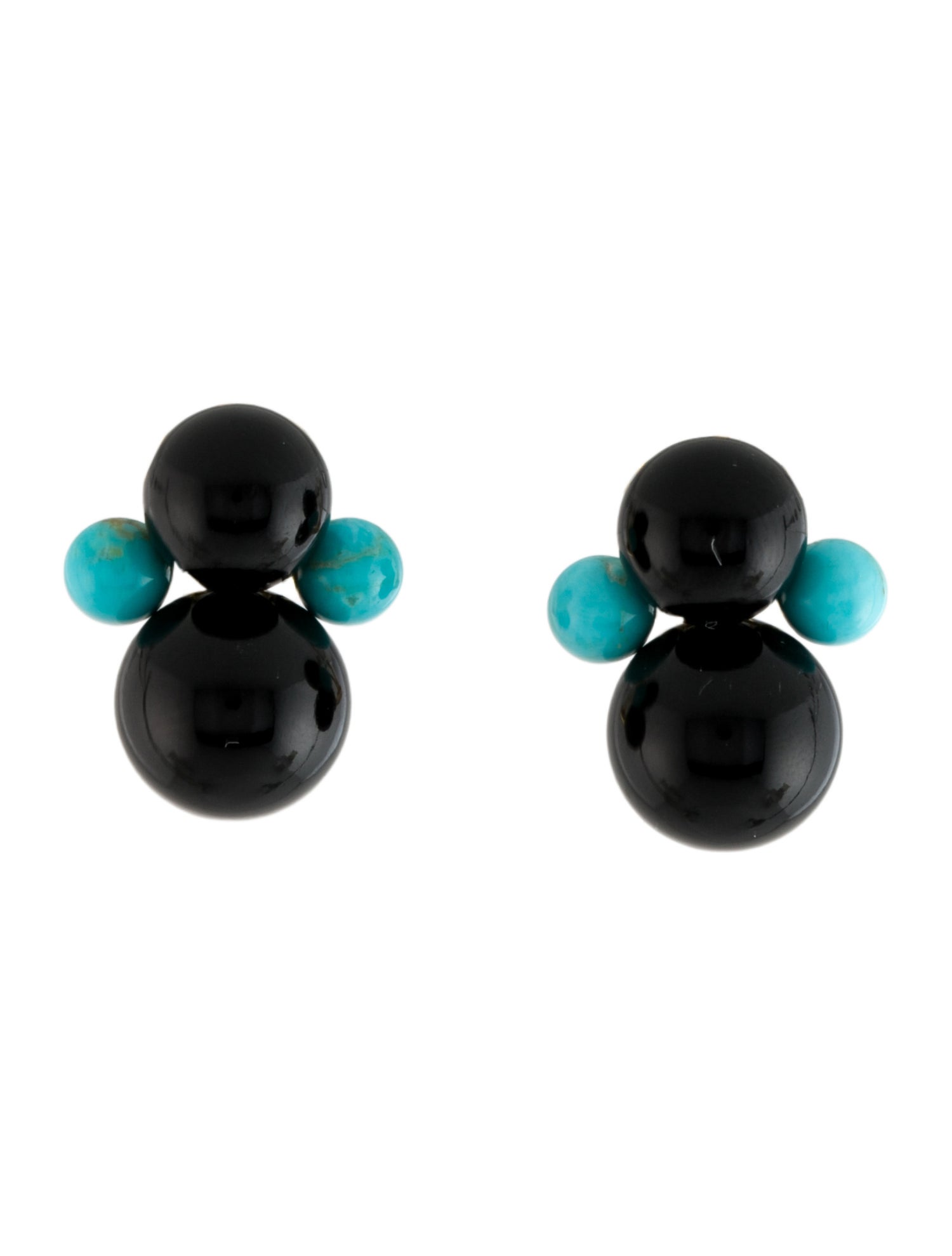 Ippolita 18K Onyx & Turquoise Nova Four-Bead Snowman Earclip Earrings