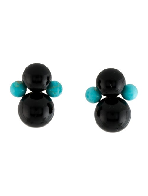 Ippolita 18K Onyx & Turquoise Nova Four-Bead Snowman Earclip Earrings