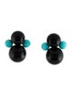 Ippolita 18K Onyx & Turquoise Nova Four-Bead Snowman Earclip Earrings