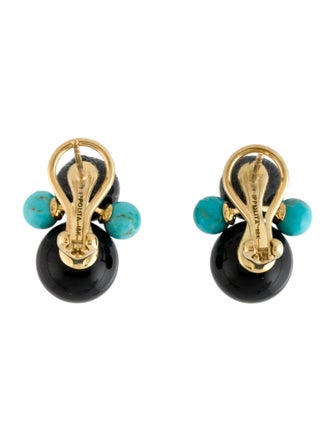 Ippolita 18K Onyx & Turquoise Nova Four-Bead Snowman Earclip Earrings