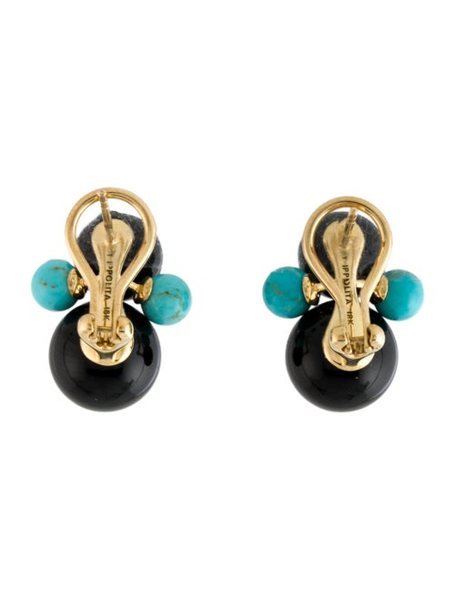 Ippolita 18K Onyx & Turquoise Nova Four-Bead Snowman Earclip Earrings