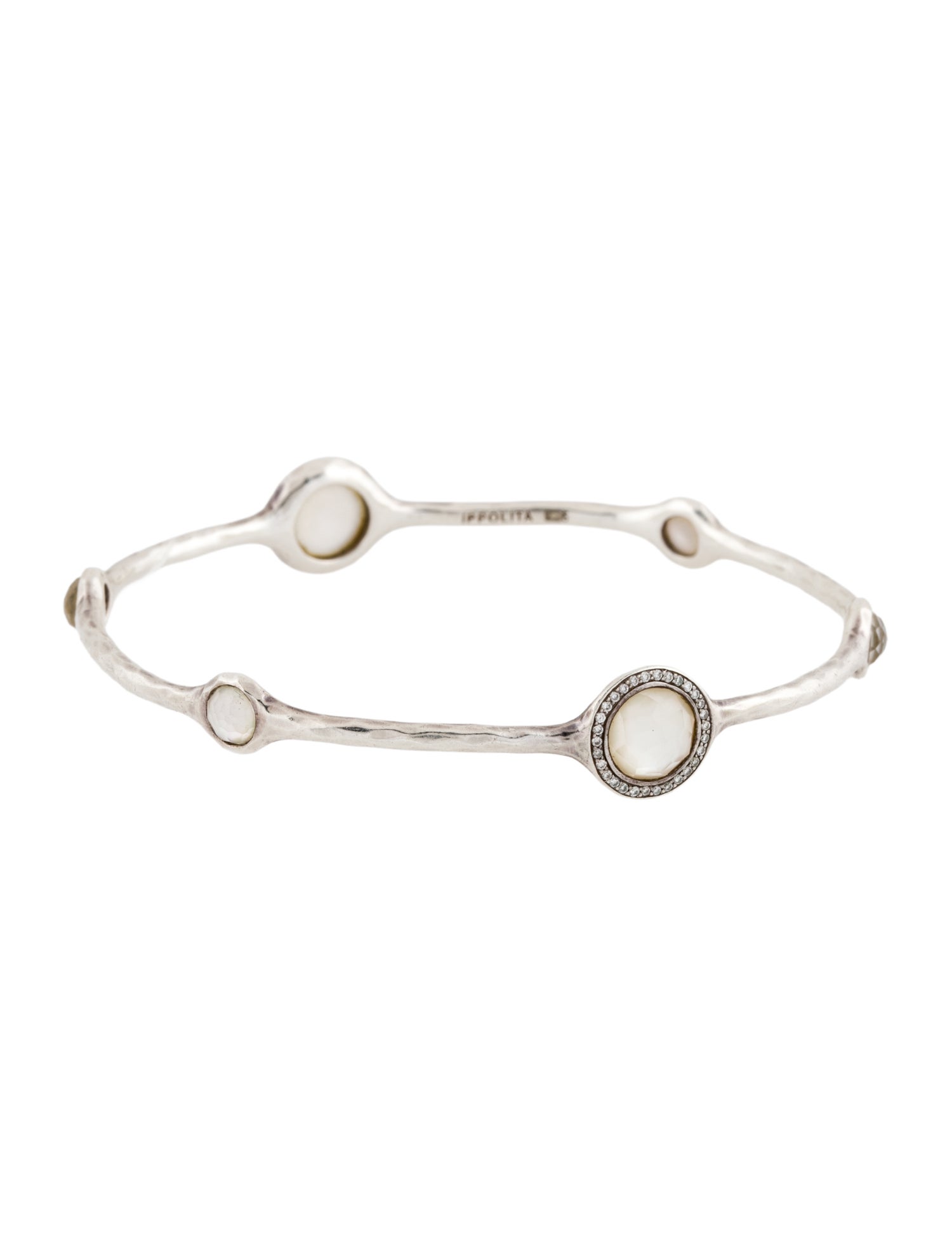 Ippolita Quartz & Mother of Pearl Doublet, Diamond 6-Stone Bangle Bracelet