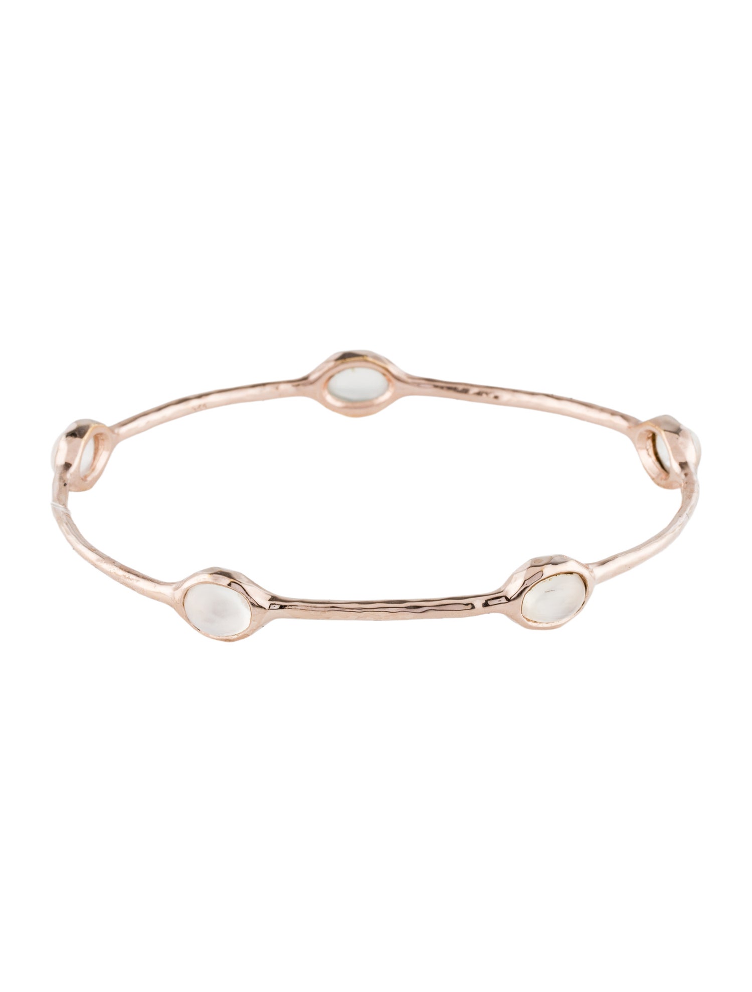 Ippolita Moonstone 5 Stone Station Hammered Bangle Bracelet