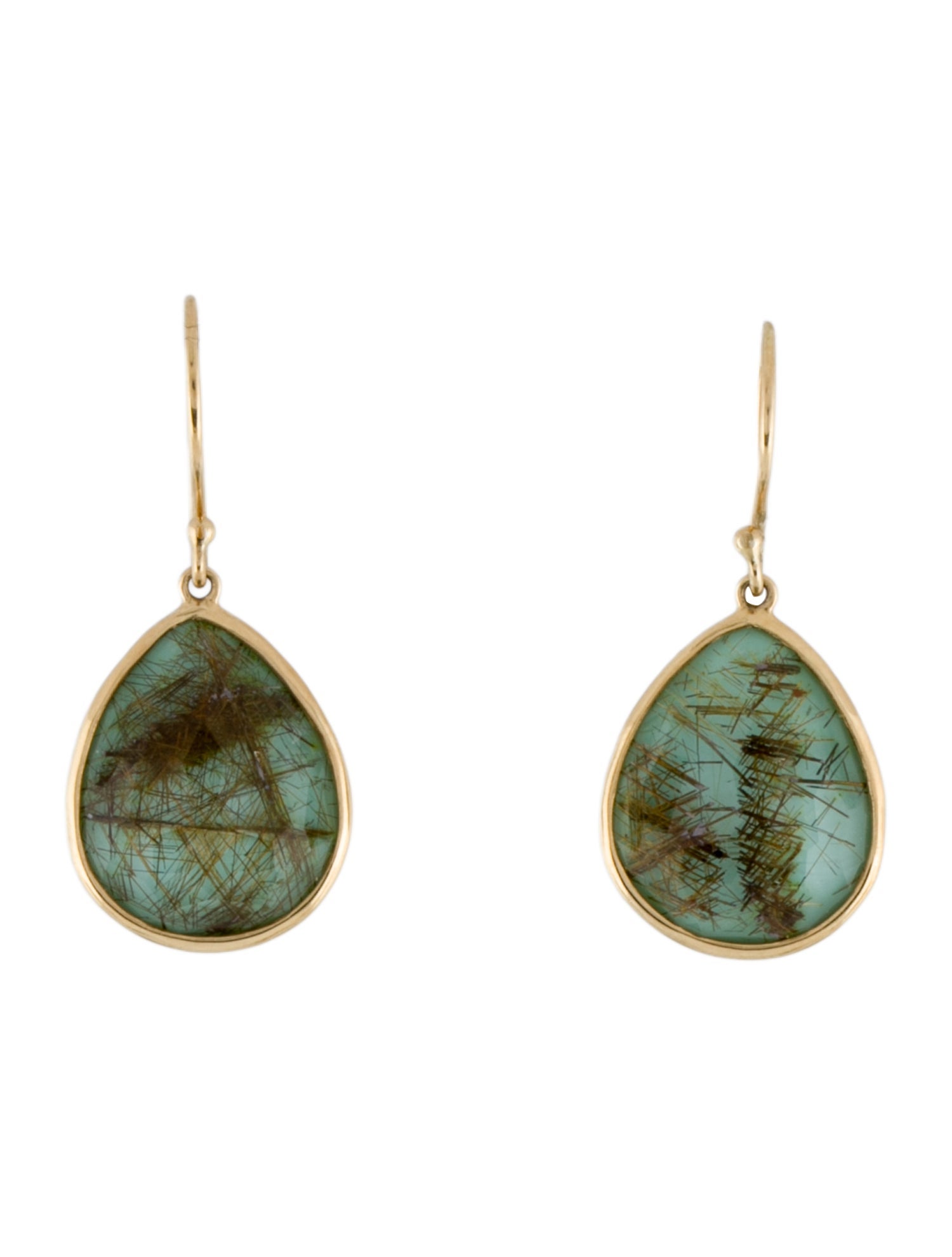 Ippolita 18K Rutilated Quartz & Turquoise Doublet Drop Earrings