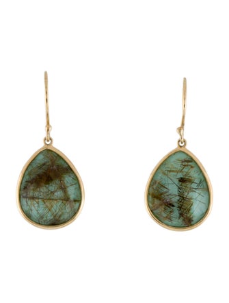 Ippolita 18K Rutilated Quartz & Turquoise Doublet Drop Earrings