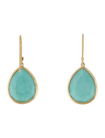 Ippolita 18K Rutilated Quartz & Turquoise Doublet Drop Earrings