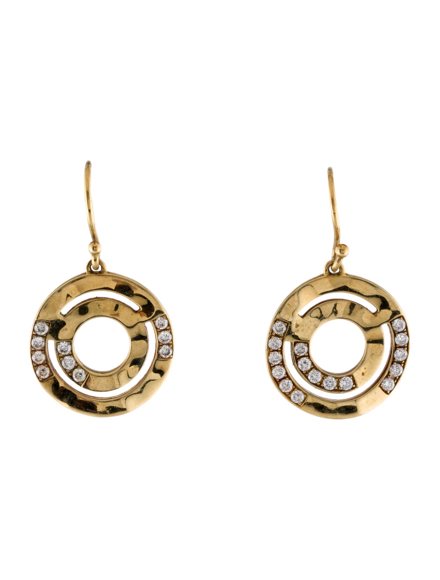 Ippolita 18K Diamond Senso Wavy Disc Drop Earrings