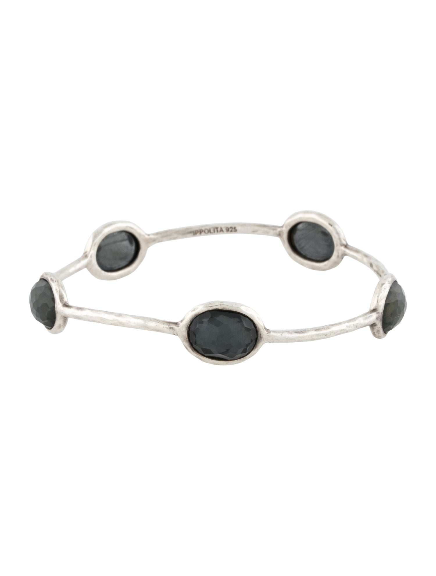 Ippolita Quartz & Hematine Doublet Five Station Bangle Bracelet