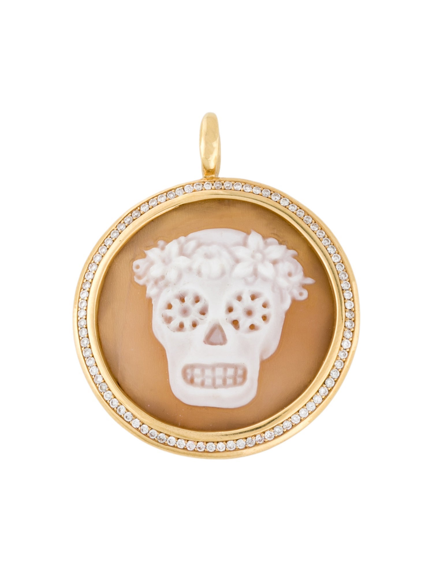 Ippolita 18K Diamond, Shell & Quartz Doublet Skull Cameo Pendant
