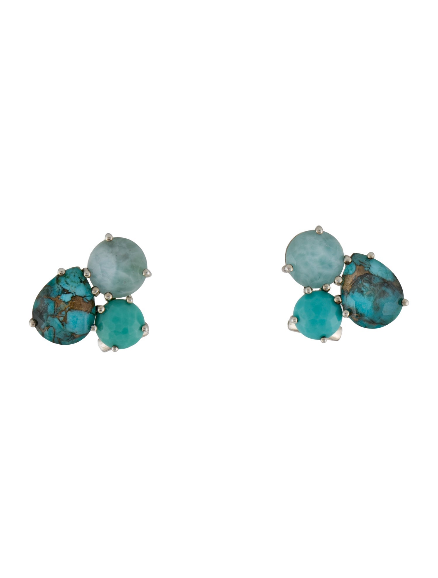 Ippolita Turquoise & Quartz Doublet Rock Candy Cluster Earclips