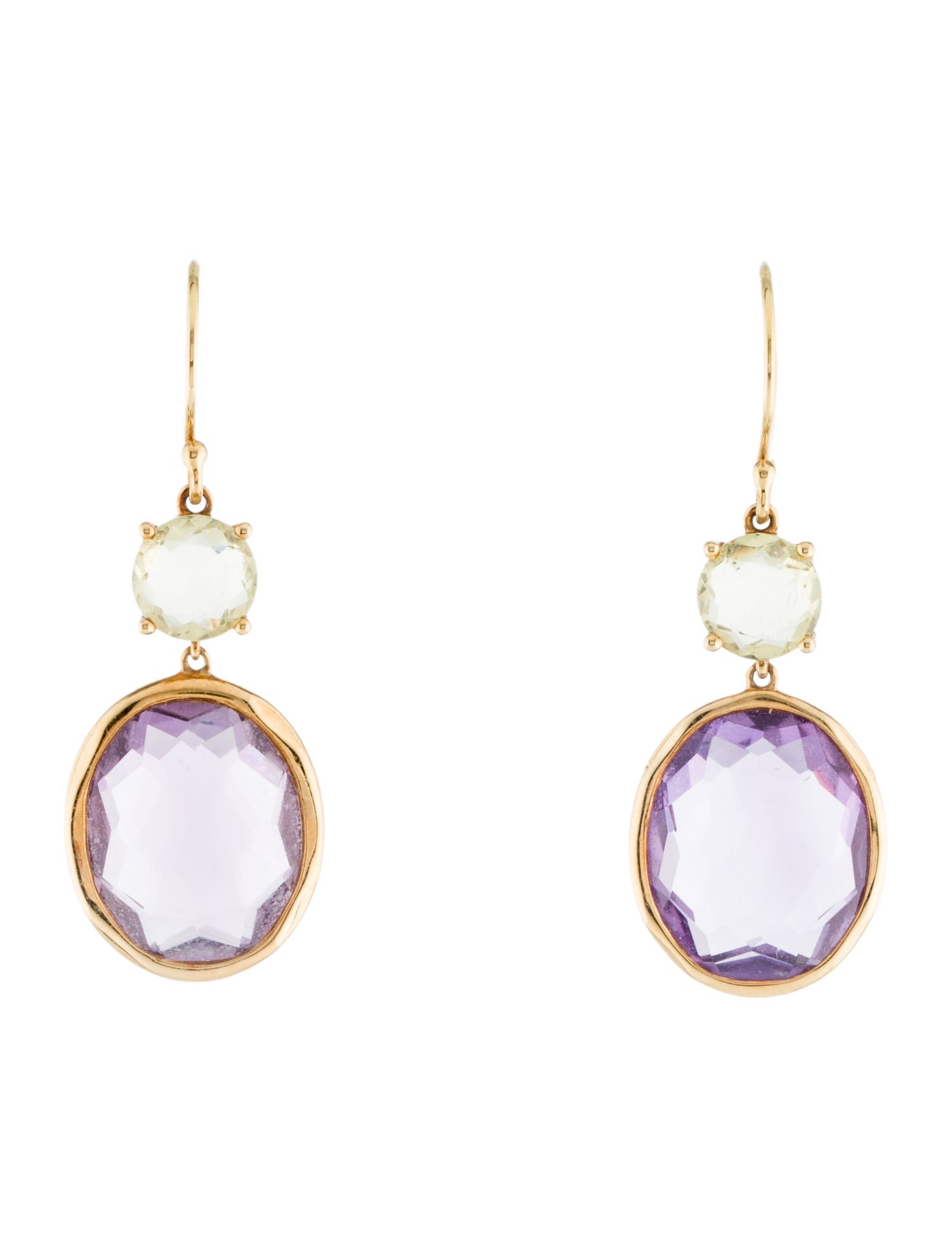 Ippolita 18K 1.63ctw Citrine & Amethyst Drop Earrings
