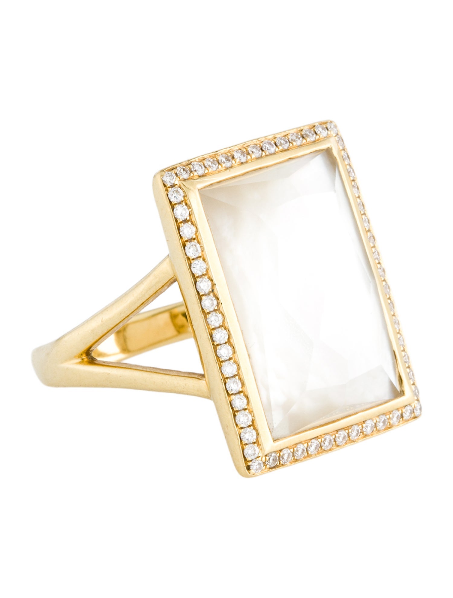Ippolita 18K Mother of Pearl, Quartz Doublet & Diamond Ring
