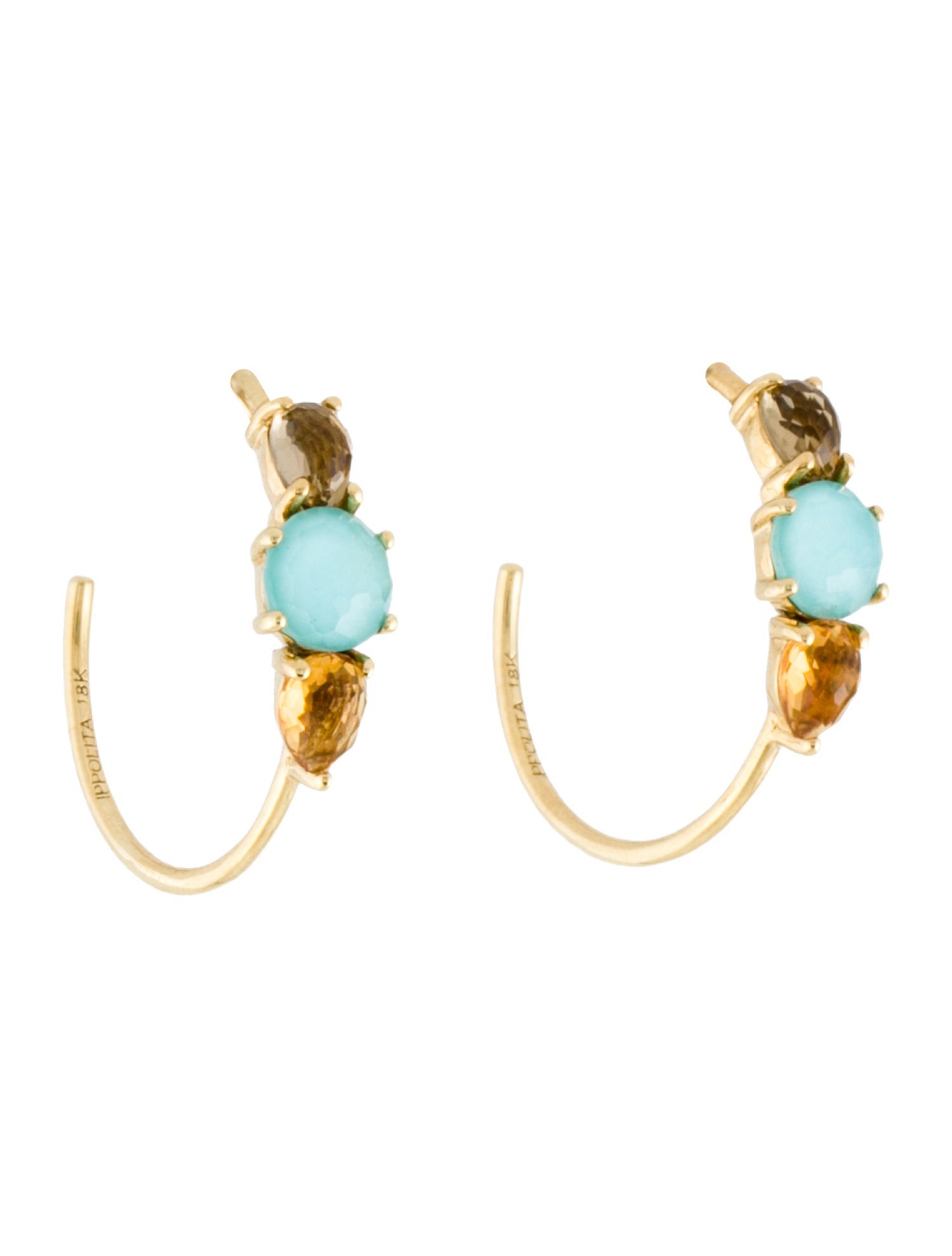 Ippolita 18K Citrine, Turquoise & Quartz Doublet Hoop Earrings