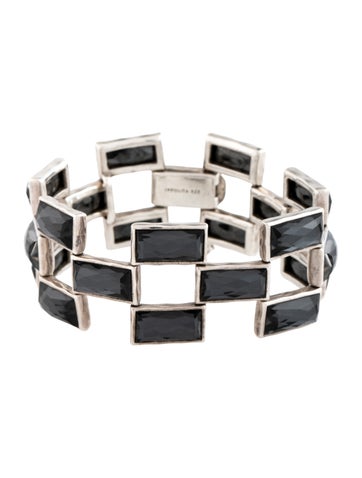 Pre-owned Ippolita Quartz & Hematite Doublet Rock Candy Mosaic Link Bracelet, 7" In Multicolor