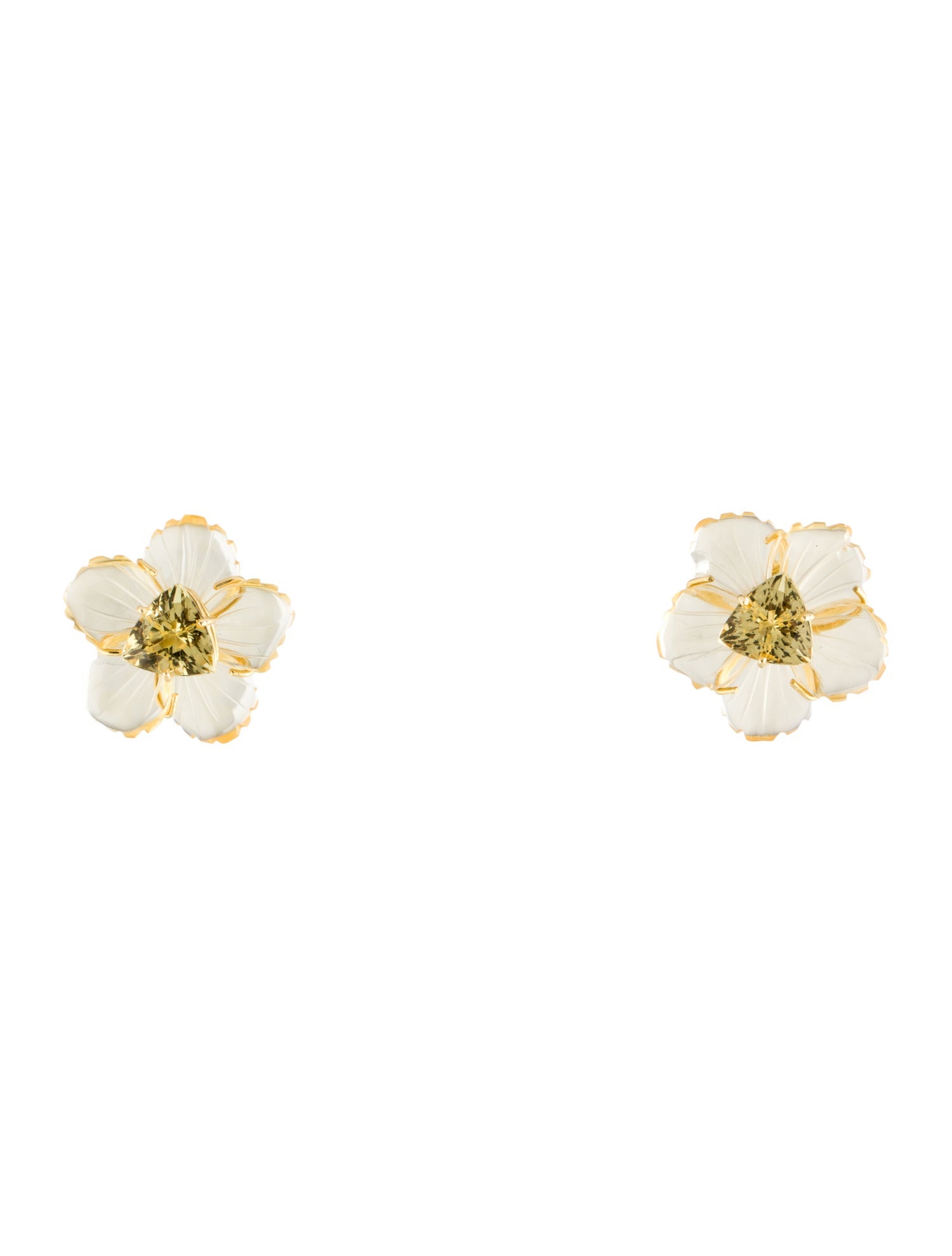 Irene Lummertz 18K 5.45ctw Heliodor & Citrine Flower Stud Earrings