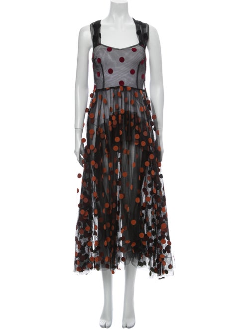 Isa Arfen Polka Dot Print Long Dress Black